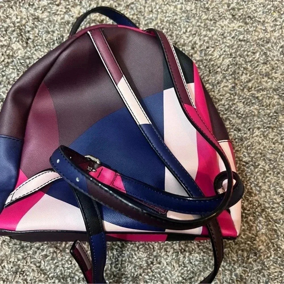 - Kate Spade leather back bag blue & pink multi color medium size nwot - Picture 6 of 7